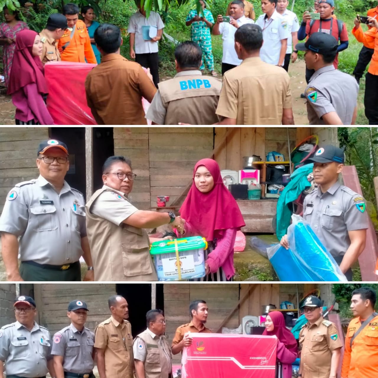 Penyerahan Bantuan Kepada Masyarakat yang Rumahnya Rusak akibat Terbannya Tebing Sungai