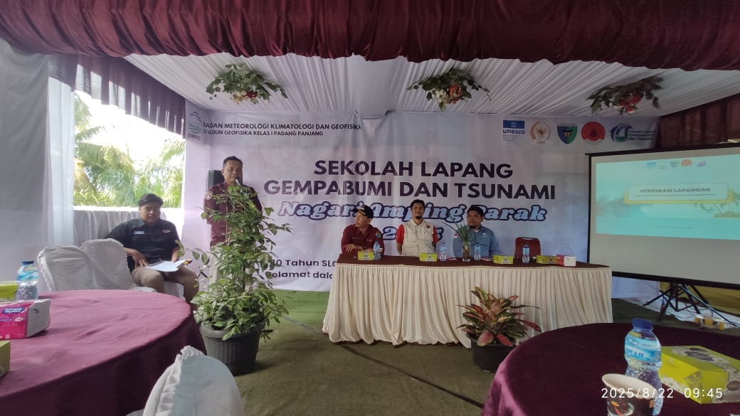 Verifikasi Lapangan Sekolah Lapang Gempa Bumi dan Tsunami Digelar di Nagari Ampiang Parak